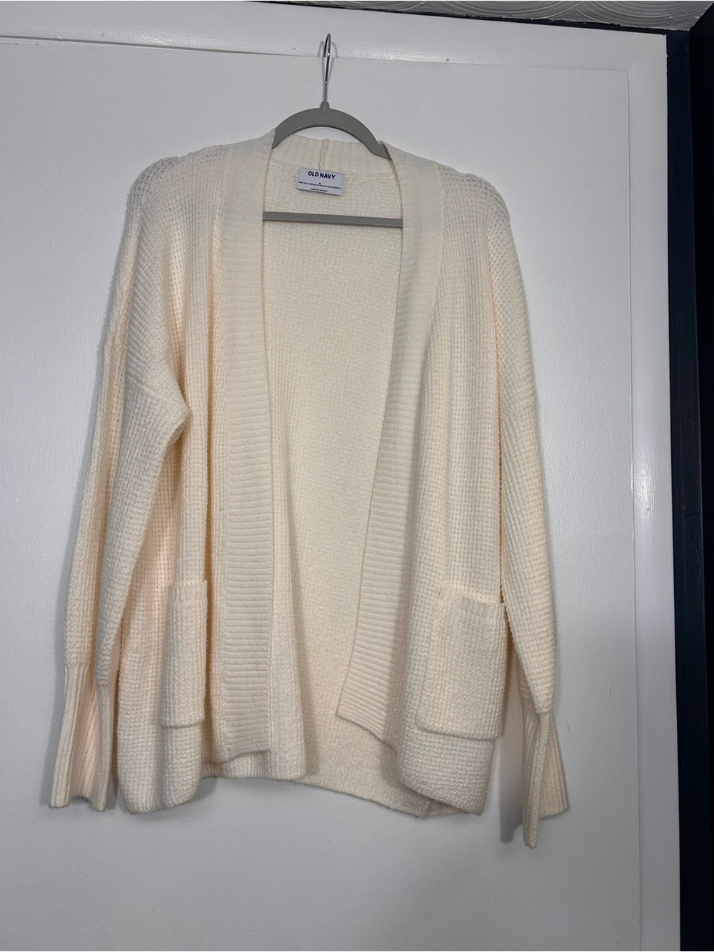 Old Navy Ivory Open-Front Knit Cardigan with Patch Pockets